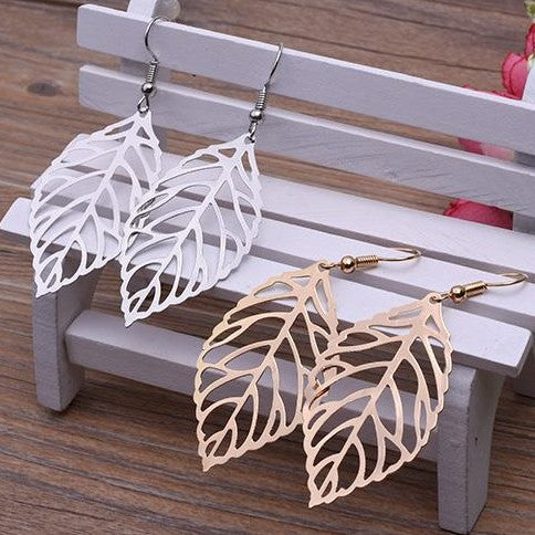 Wholesale Leaf pendant earrings long retro simple earrings